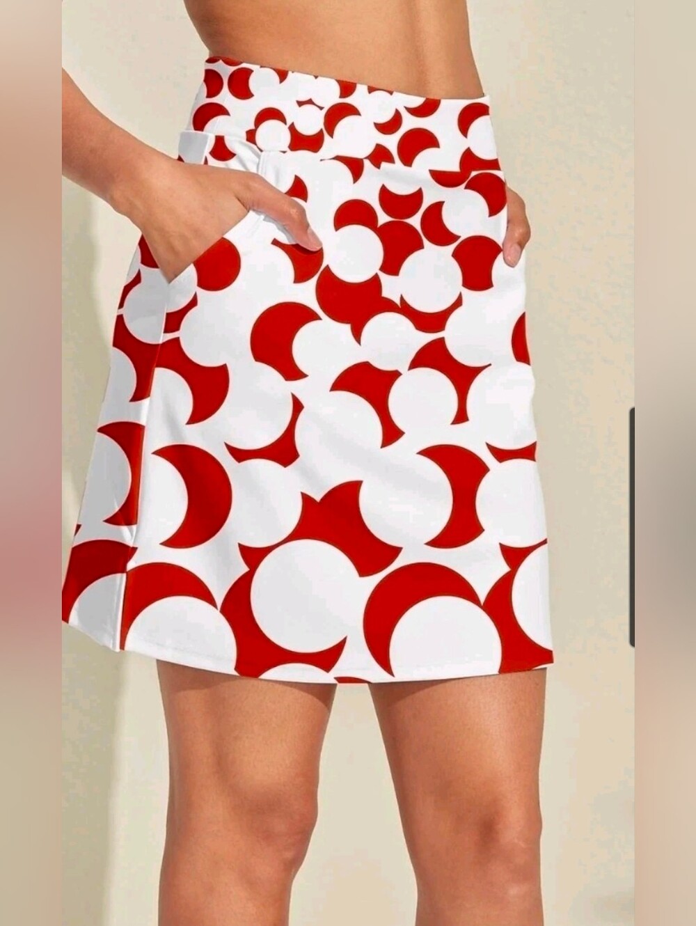 ACEGOLFS Hyper-prep Silky 19 Inch High Waist Skort UPF50+ Red & white Small New